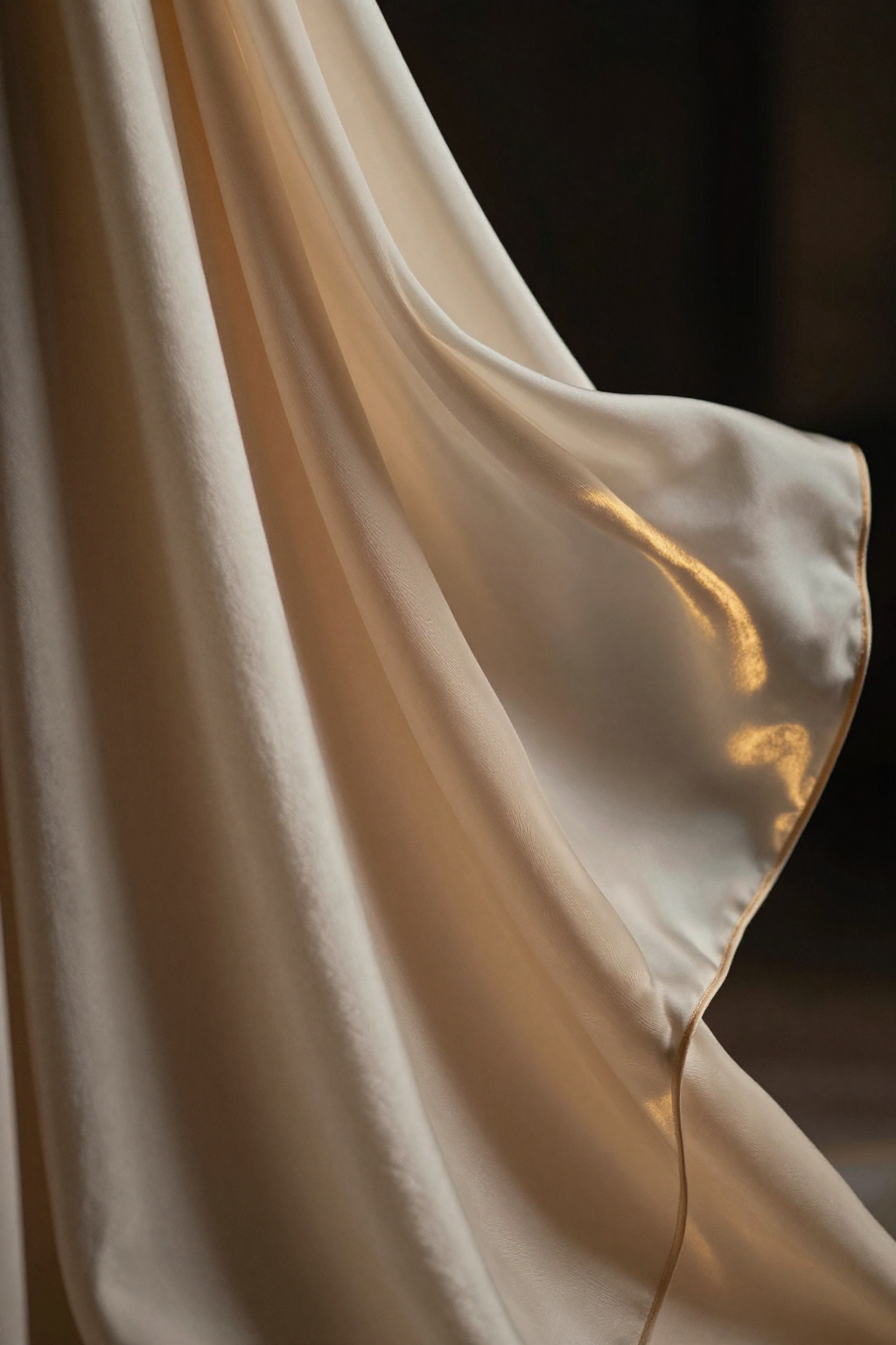 A champagne silk fabric detail, generated in-house.